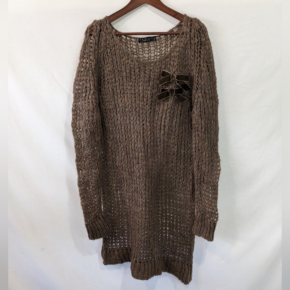Twin Set Simona Barbieri by Light force Spa Wool/Mohair Blend Open Knit Sweater